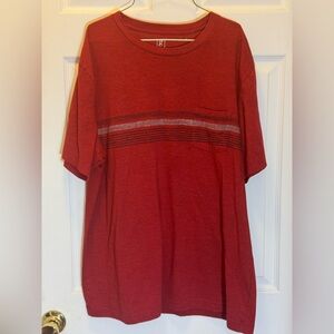 George Red Short Sleeve Tee with Subtle Stripe
